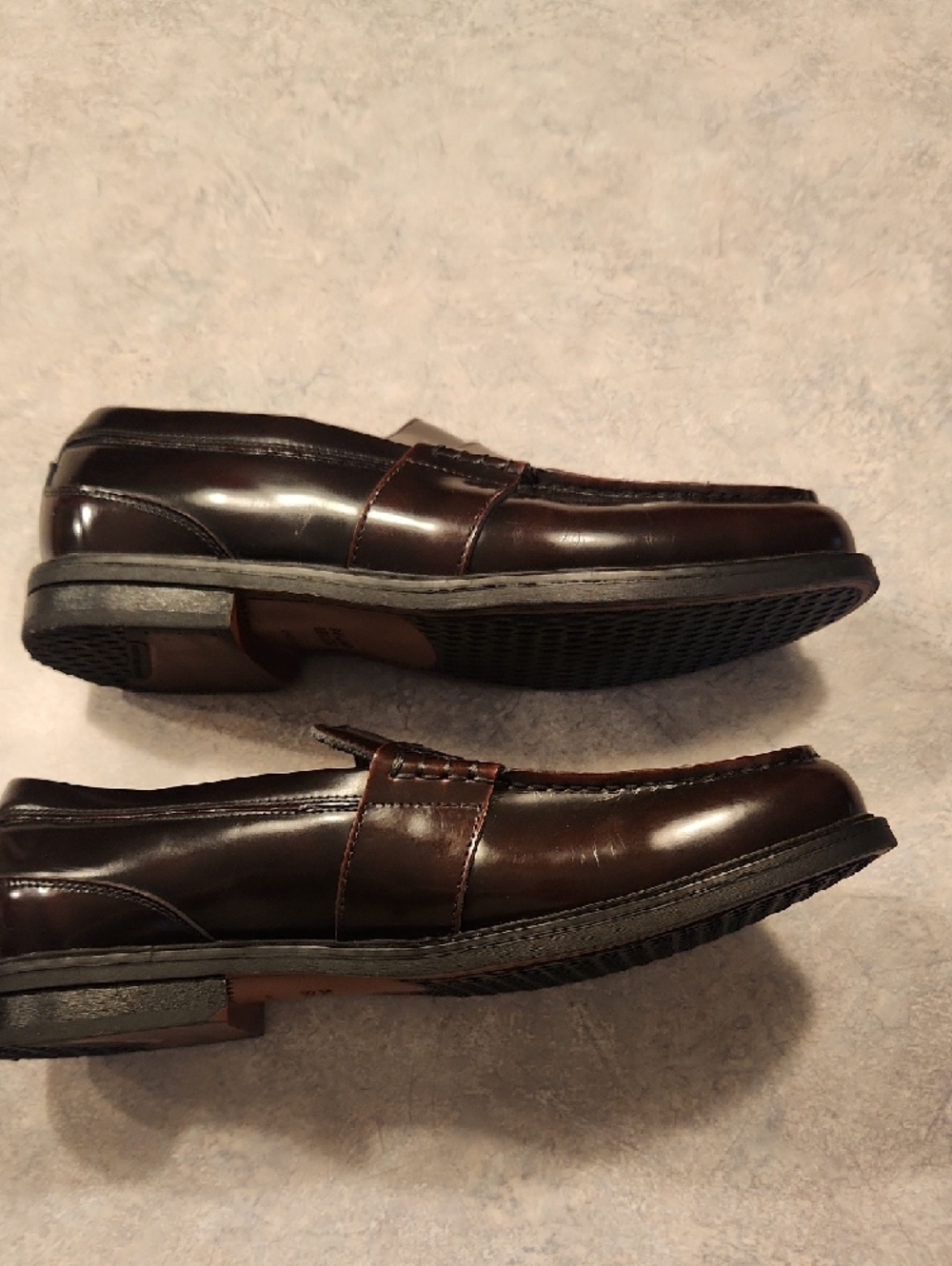 Nunn Bush Men's Dark Brown Leather Penny Loafers with Blue Insoles - Picture 3 of 6